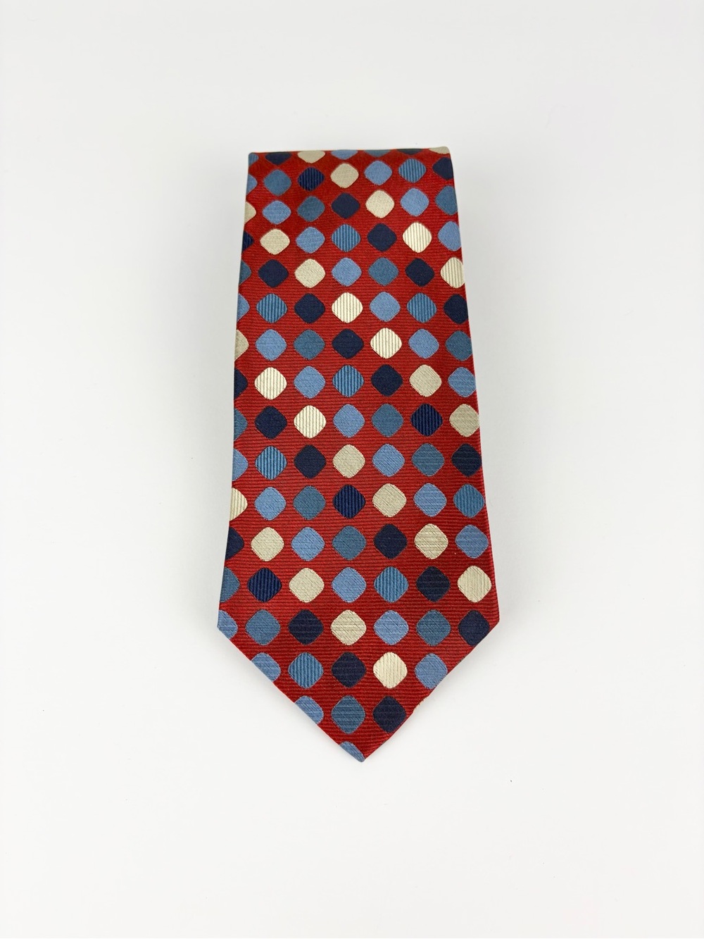 Tommy Hilfiger Silk Polka Dot Red Blue Cream Mens Neck Tie